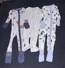 Angel Dear Bamboo 0-3m Footed And Convertible Pajamas lot with Zippers - 3 Set
