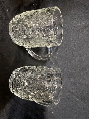 Princess House Fantasia Clear Crystal Mugs 9oz Set of 2