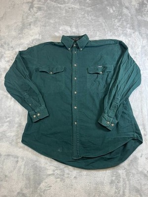 VTG Faconnable Button-Down Long Sleeve Shirt Men's Green Cotton Classic Large