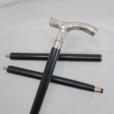 Men Derby Canes  Wooden Walking Stick 37" Black Ebony Brass T Shape Handle Cane