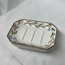 Vintage IW Rice & Co Floral Porcelain Soap Dish Made in Japan