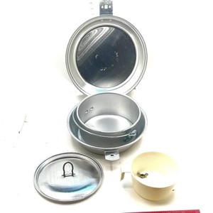 Vintage Coleman Aluminum Mess Kit Camping Cookware Set Pot Pan Plate Cup W/Bag