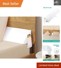 High-Density Foam Bed Wedge Pillow for Headboard – Washable with Storage Pockets