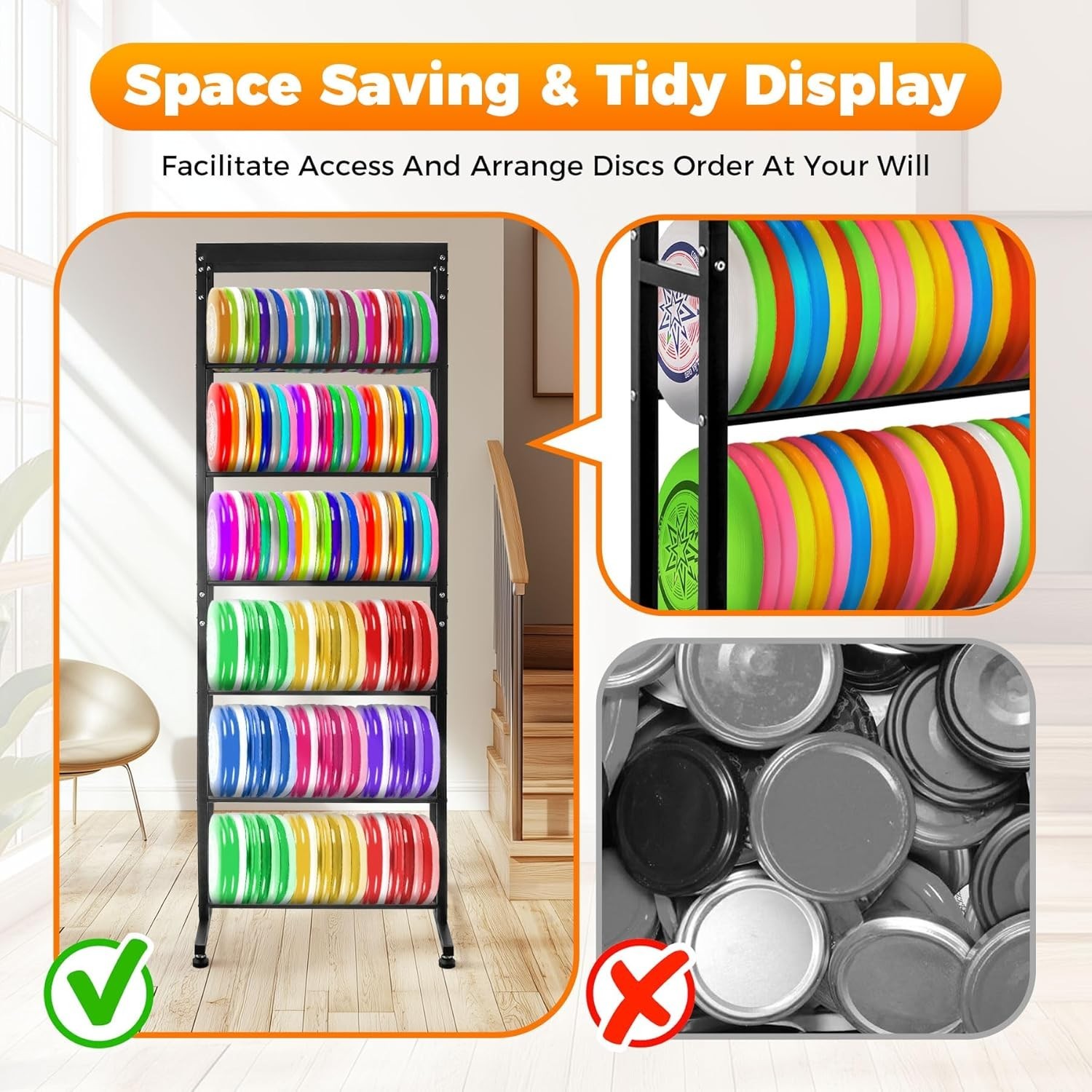6-Tier Disc Golf Storage Rack Space Saving Disc Station for Disc Golf Storage