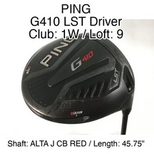 PING G410 LST Driver 1W Driver 9 45.75" ALTA J CB RED Stiff Right-Handed