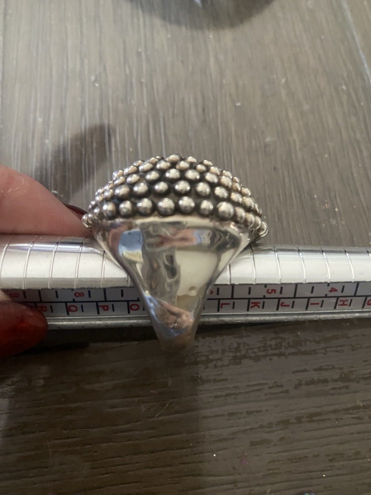 Sterling Silver Statement Ring Large Round Bubble… - image 2