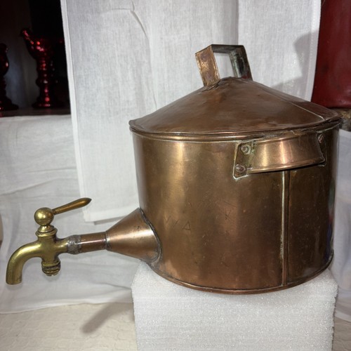 Antique German Farmhouse Copper Kettle Water Heater Alcohol Still