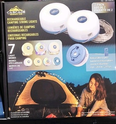Cascade Mountain Tech Rechargeable Camping String Lights 7 Modes 200 Lumens New