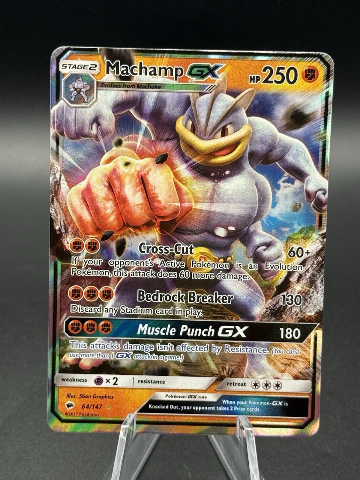 Pokemon TCG Burning Shadows Machamp GX #64/147 Full Art Rare See Pictures