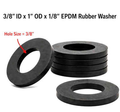 3/8'' ID x 1'' OD x 1/8'' EPDM Rubber Flat Washer Seal HVAC Panel Outdoor