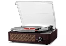 DIGITNOW 1000140 3-Speed Vintage Bluetooth Vinyl Record Player - Brown