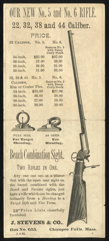 Confederate States CSA $500 J. Stevens & Co. No. 5 & 6 Rifle Advertising Note - Image 2 of 2