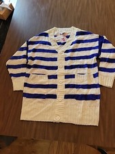 Navy and White CARDIGAN SWEATER Size M LULAROE LUCILLE BUTTON UP SOFT New