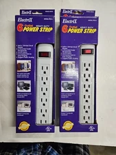 3Prong 6 Outlet Power Strip 3FT Extension Cord Heavy Duty "NEW" (2-Pack)