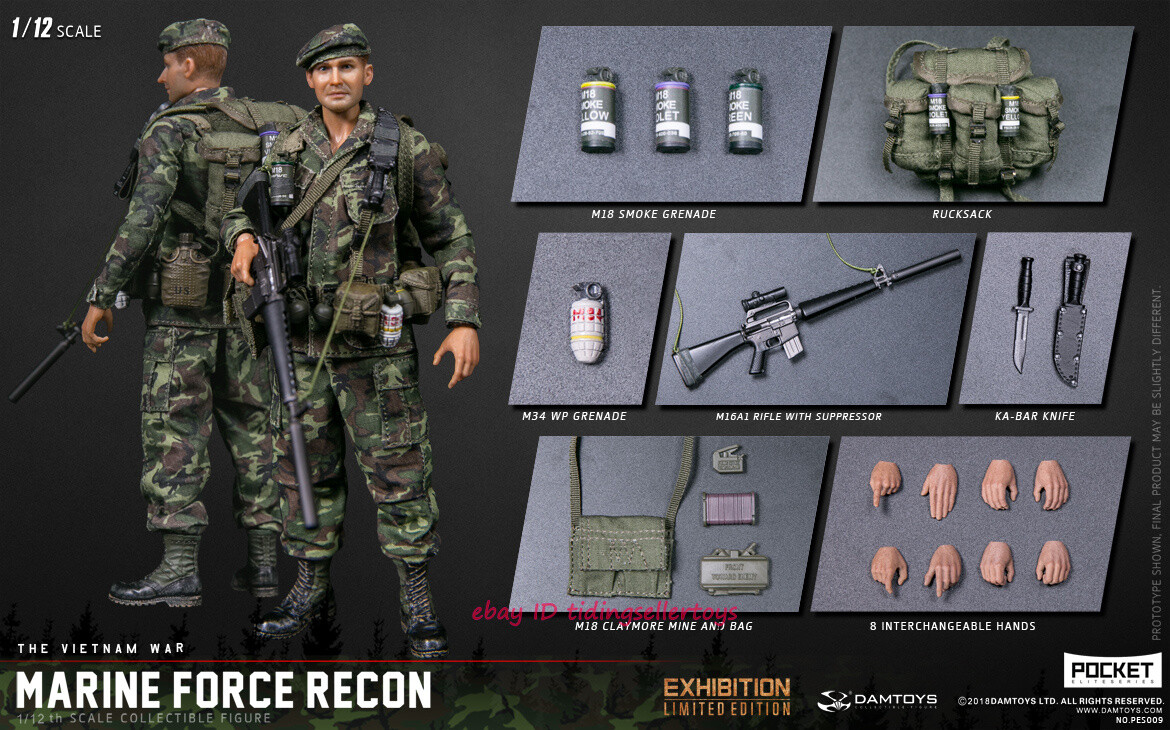 DAMTOYS 1/12 POCKET ELITE SERIES Marine Force Recon in Vietnam NO