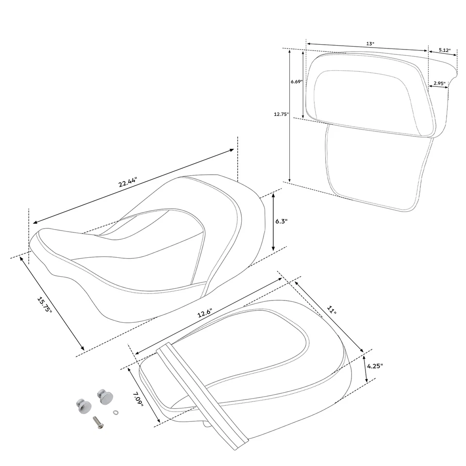 Asiento de conductor pasajero y respaldo trasero apto para Harley Touring Road Glide 14-23 22 Foto 3 de 4