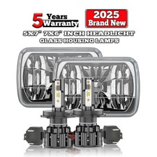 5X7 Crystal Clear Glass Lens Chrome Headlight...