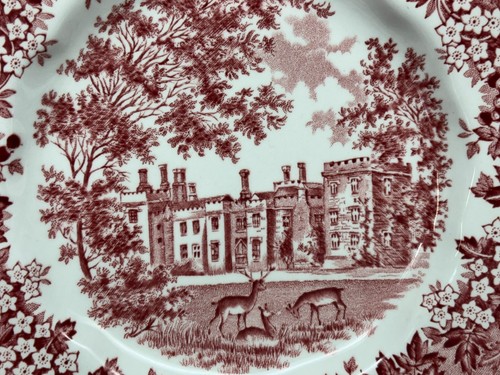 J & G Meakin "ROMANTIC ENGLAND" England ~ Red ~ (7) ~ Dessert Plates ~ 6 3/4" - Picture 3 of 9