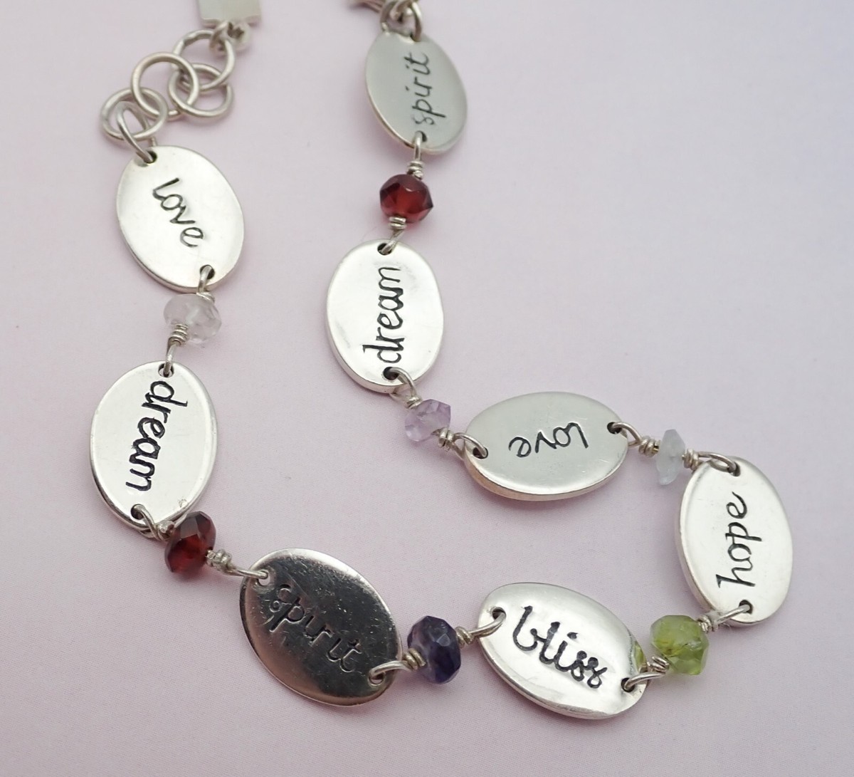 Vtg Sterling Silver Baroni Hope Love Dream Multi Gemstone 1/2