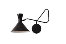 Applique da parete metà secolo ottone antico 1 paralume braccio curvo fatto a...