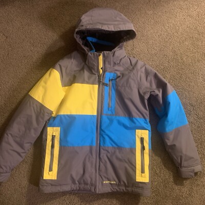 Boulder Gear Kids Size Large Winter Ski Jacket In Gray With Yellow And Blue 