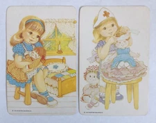 Girl Young Lady Pretend Nurse & Doll Cradle Vintage 70s Children Kids Swap Cards
