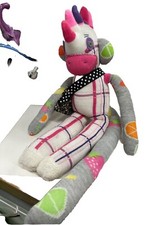 HANDMADE SOCK MONKEY COLORFUL FOLK ART