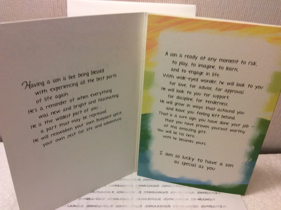 TARJETA DE FELICITACIÓN BLUE MOUNTAIN ARTS SON Nueva con Sobre "Lo que hace que un HIJO sea tan especial Foto 2 de 4