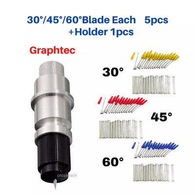 HQ Blade Holder +5 Blades Graphtec CB09 Cutter Cutting Plotter 30°45°60 Mix