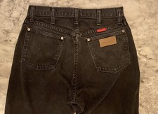 VTG Wrangler Women's Jeans Sz 28 X 28 Black Denim High Waist Made In USA