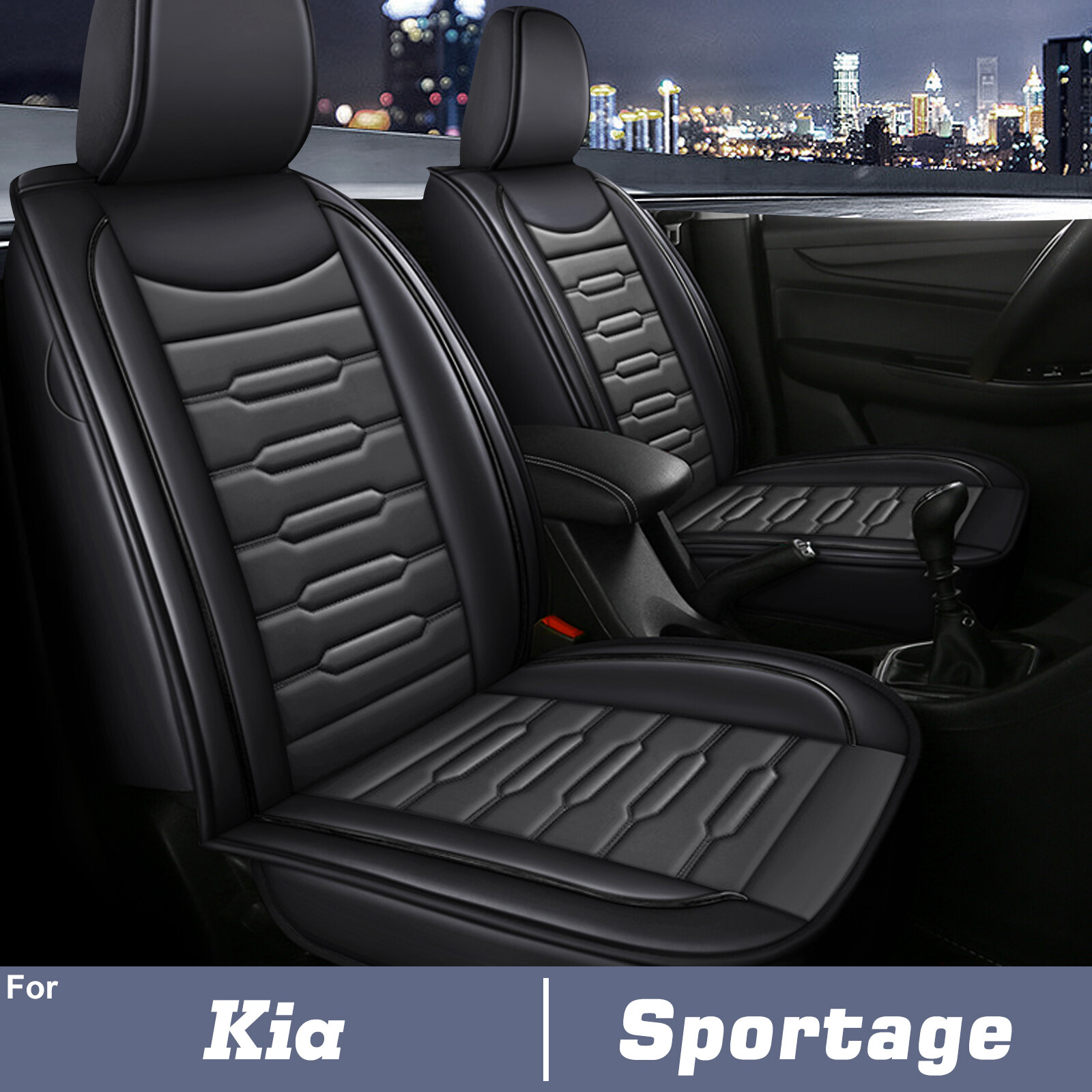Pu Leather Car Seat Covers Cushion Pad For Kia Sportage 2009-2024 Grey Full Set