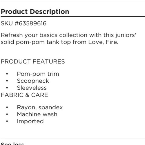 Love,fire black scoop neck ribbed & Pom Pom detail Woman/Junior Xlarge - Picture 14 of 14