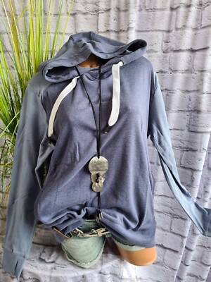 Kangaroos Damen Sweatshirt Pulli Pullover blau mit Kapuze (222