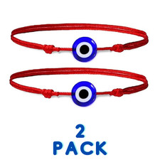 2 Lucky Eye Waterproof Bracelet Blue Evil Eye 8mm Red String Protection Talisman