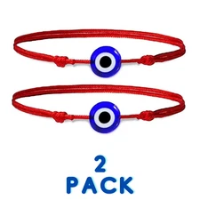 2 Lucky Eye Waterproof Bracelet Blue Evil Eye 8mm Red String Protection Talisman