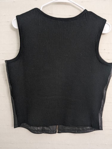Chandler Hill womens medium leather vest black knit full zip - Picture 4 of 6