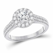 14kt White Gold Round Diamond Solitaire Bridal Wedding Engagement Ring 1-1/3 Ctw