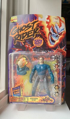 Toybiz Ghost Rider II Unmasked Figure MOC Vintage 1995 GLOW Johnny Blaze