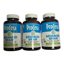 LOT OF 3 ProCera ADVANCED BRAIN 60 Capsules Memory & Focus EXP2026+ NEW SHIPPING