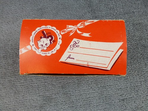 Vintage Jerry Elsner Plush Red W Fur Cat Kitten Eyes "Be My Valentine" W BOX - Picture 8 of 8