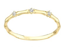 9ct Yellow Gold Simulated Diamond Stone Set Novelty Bone Band Ring size J to S