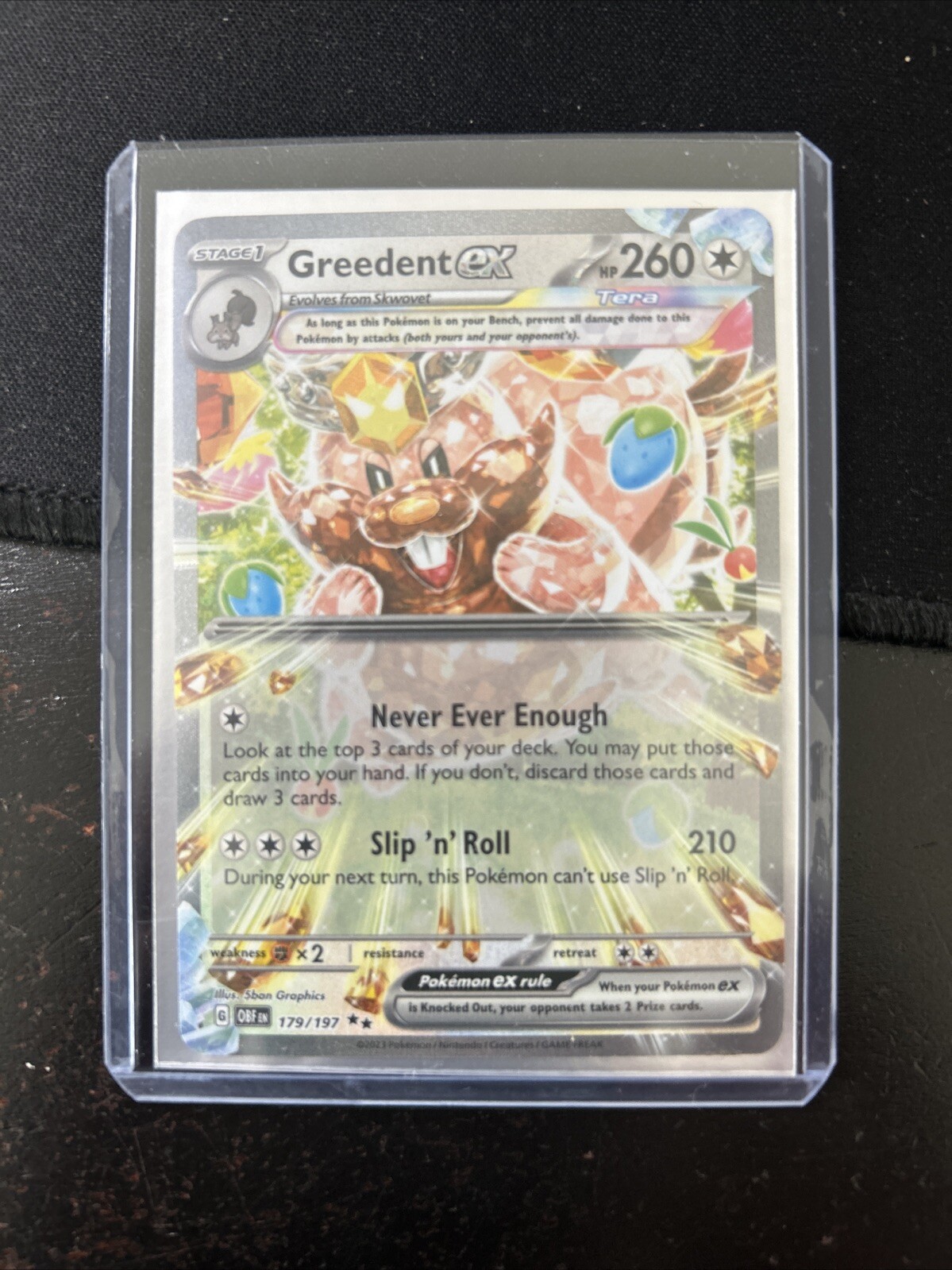 Pokemon TCG SV03: Obsidian Flames #179/197 Greedent ex NM BC