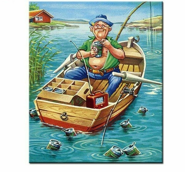 Fisherman Designs Diamond Painting Fishing Boat DIY Embroidery Full 