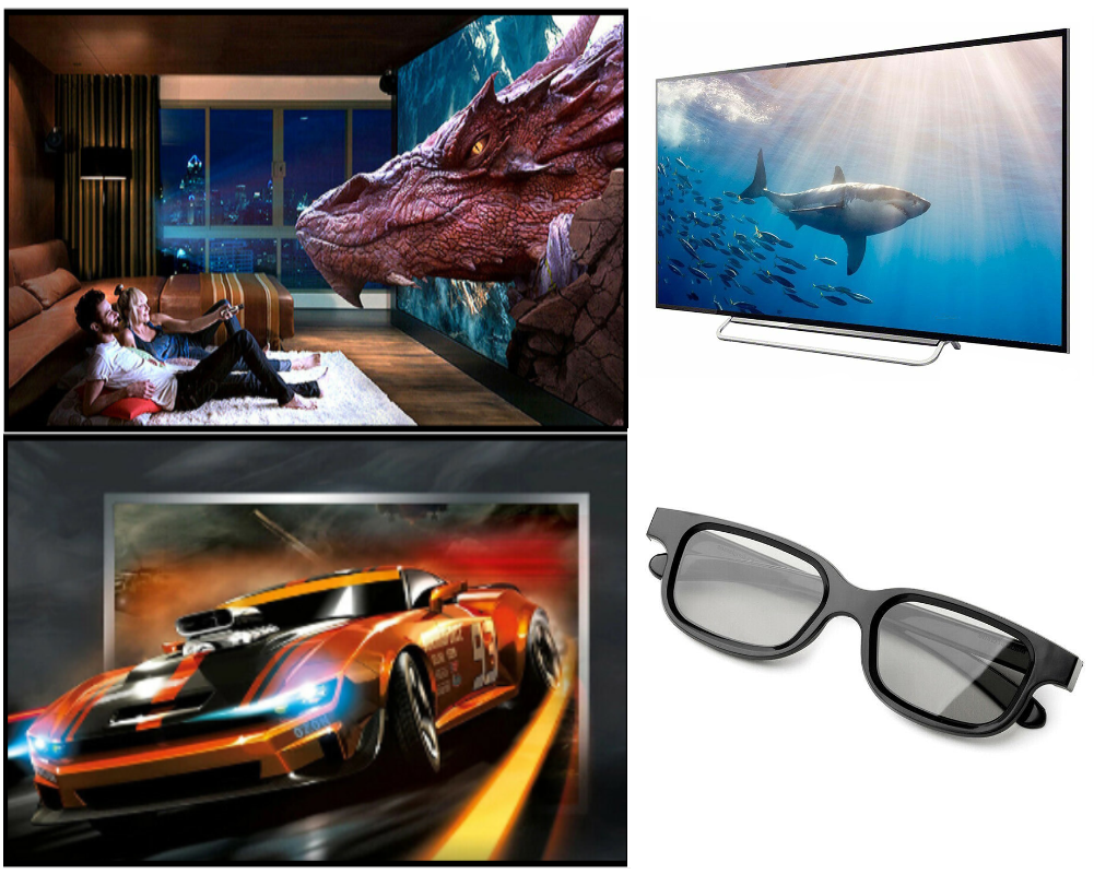 Universal Passive Polarized 3D Glasses For Home TVs & Blu-Ray Players - Black (UK)
