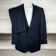 Cezar Del Prado 2 Piece Suit Mens 42R 34x27 Navy Stripe Wool