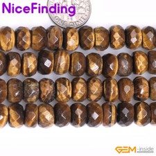 Yellow Tiger Eye Rondelle Natural Spacer Loose Jewelry Beads Making Strand 15"