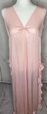 JILL ANDREA VINTAGE LONG PINK Ruffles NYLON NIGHTGOWN Small