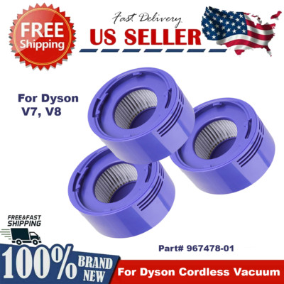 3 x Post Motor Filter For Dyson V7 V8 Animal Absolute Cordless Vacuum 967478-01