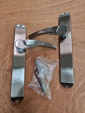 Pair of Mayfair Latch door HANDLES Dual Finish Satin Nickel/Polished Chrome