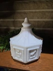 Vintage Imperial Octagon White Milk Glass Covered Candy Dish